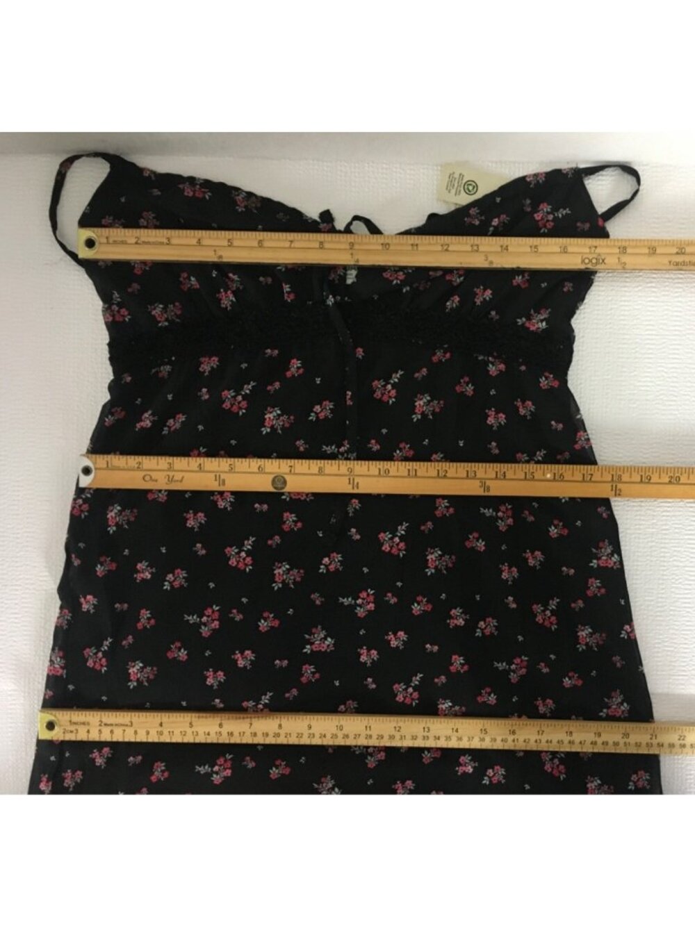 No Boundaries Dress Size M Black w Pink Red Flowers High Waist Sleeveless New - Picture 12 of 16